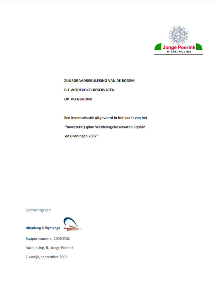 Zuurgraadregulering Van De Bodem Bij Weidevogelreservaten Op Veengrond
