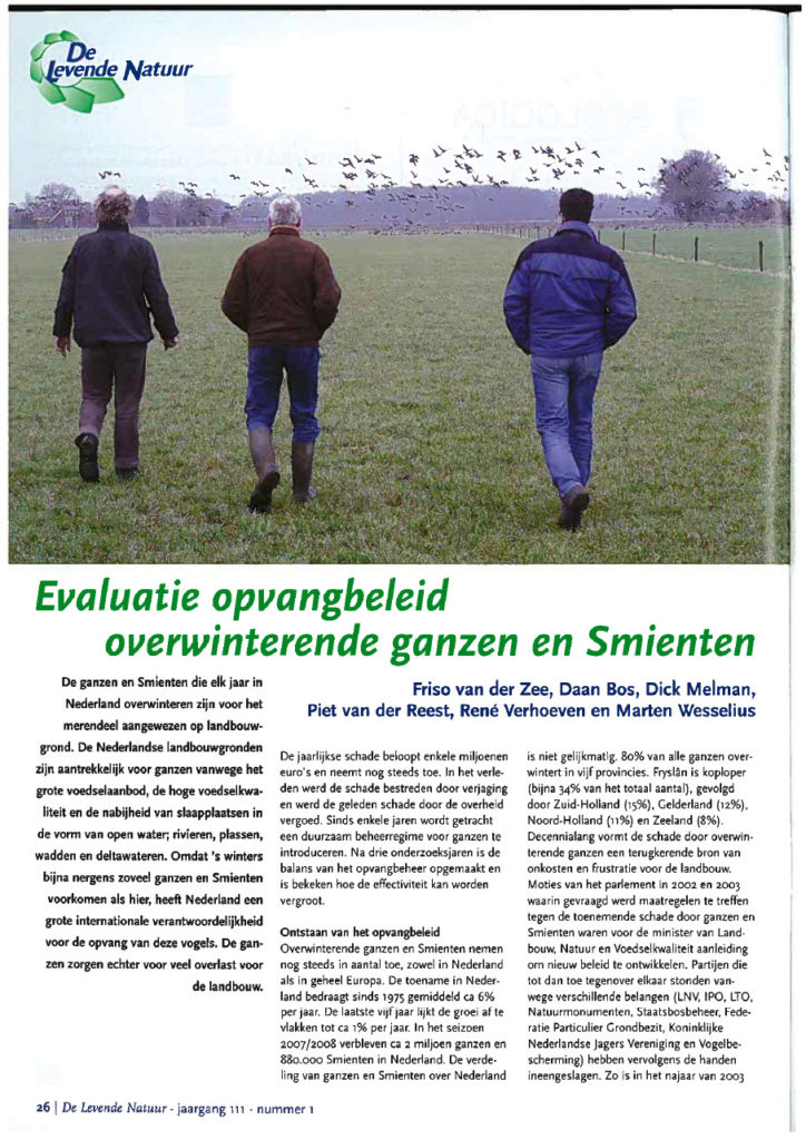 Evaluatie Opvangbeleid Overwinterende Ganzen En Smienten