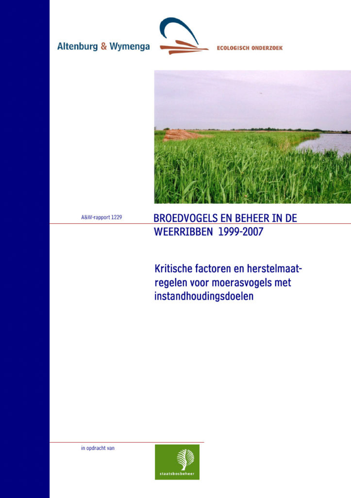 Broedvogels En Beheer In De Weerribben 1999 2007. Kritische Factoren En Herstelmaatregelen Voor Moerasvogels Met Instandhoudingsdoelen