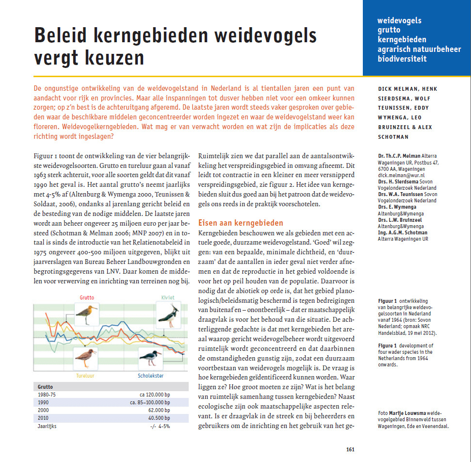 Beleid Kerngebieden Weidevogels Vergt Keuzen