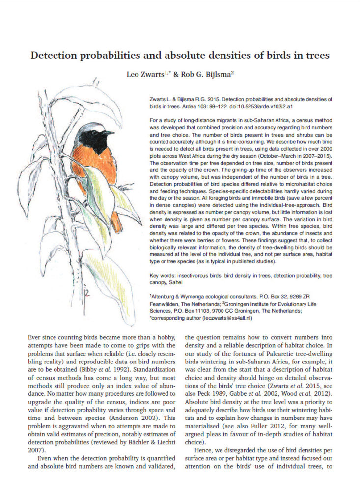 Detection Probabilities And Absolute Densities Of Birds In Trees
