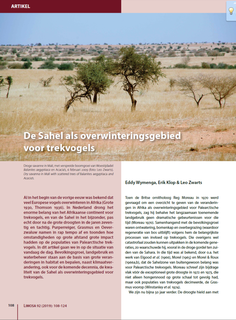 Wymenga Et Al 2019 Sahel Als Overwinteringsgebied