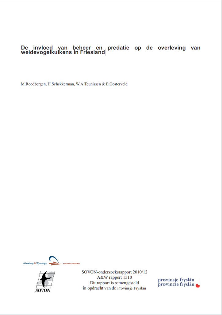 De Invloed Van Beheer En Predatie Op De Overleving Van Weidevogelkuikens In Friesland