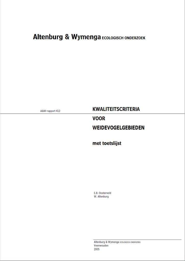 Kwaliteitscriteria Voor Weidevogelgebieden