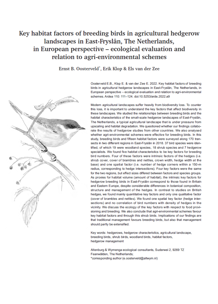 Oosterveld Et Al 2022 Key Habitat Factors Hedgerow Birds E Fryslan